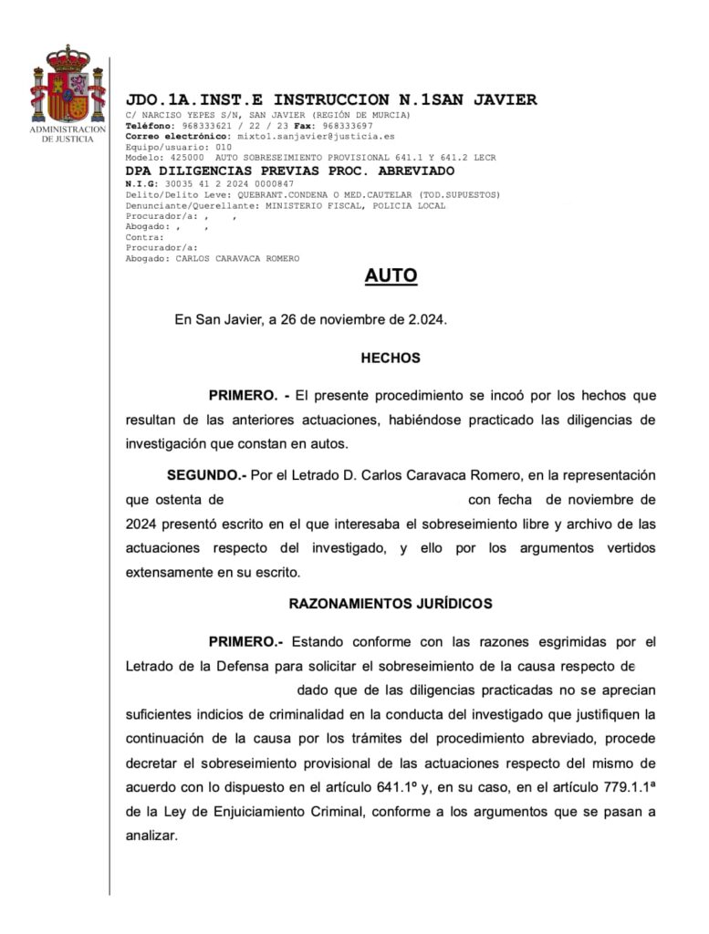 Sobreseimiento Provicisional Murcia Abogado Penal Murcia